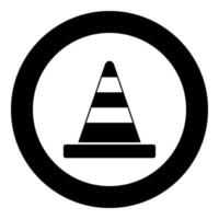 Road cone icon black color in circle vector