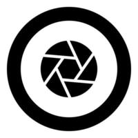 Camera lens shutter icon black color in circle vector