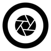 Camera lens shutter icon black color in circle vector