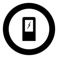 Electric car charging station icon black color in circle vector