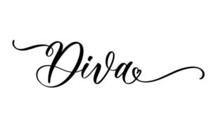 Diva hand drawn calligraphy inscription vector. vector