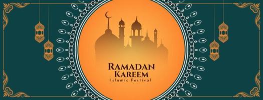 Ramadan Kareem islamic festival celebration cultural banner vector