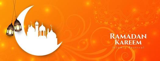 ramadan kareem festival islámico elegante diseño de banner decorativo vector