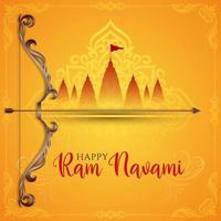 tarjeta de celebración de deseos de festival hindú cultural ram navami feliz vector