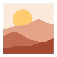 overlapping mountain landscape background with the sun wall art vector