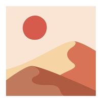 overlapping mountain landscape background with the sun wall art vector