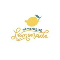 Lemonade lettering sign with lemon label. Trendy linear calligraphy of words Homemade lemonade. Fresh, cold, , sweet lemon fresh drink logo. Vector illustration of tag, bange, sticker