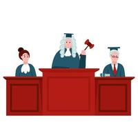 Federal supreme court with judges. Jurisprudence and law concept. Illustration of legal court, judge and justice. Court trial . Flat vector illustration.