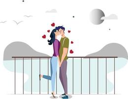 The boy and the girl kissing each other. vector