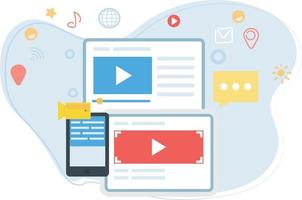 el video marketing está sucediendo en la tableta. vector