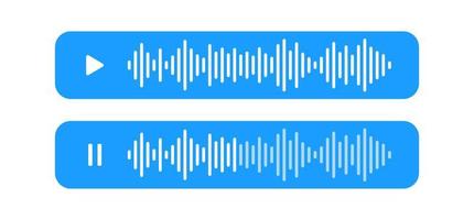 Voice message set ui interface bubble blue color vector