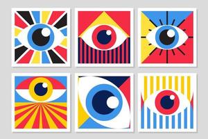 Bauhaus eye poster vector set minimal 20s geometric style