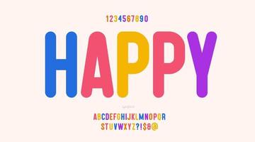 Vector happy font colorful style modern typography