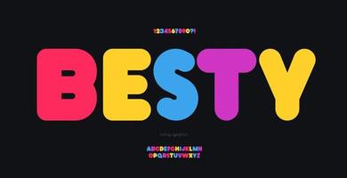 Vector font colorful style modern typography