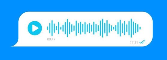 Voice message ui interface bubble on blue background vector