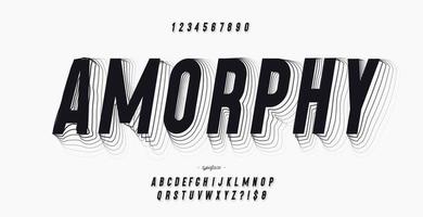 Vector trendy typography font 3d style black color