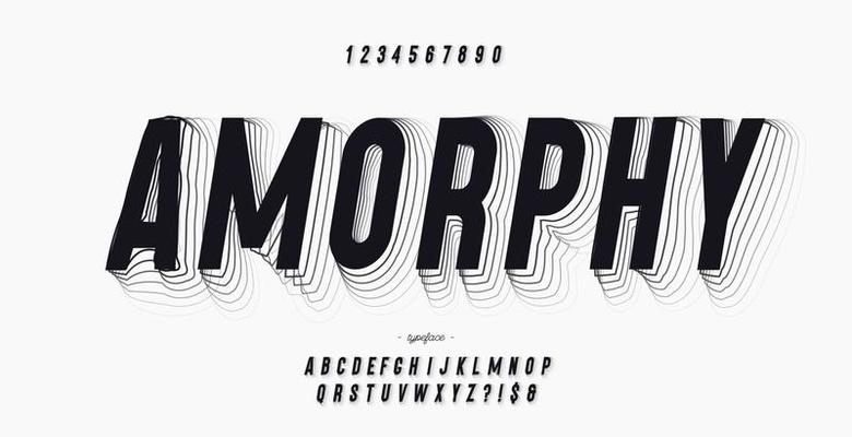 Vector trendy typography font 3d style black color