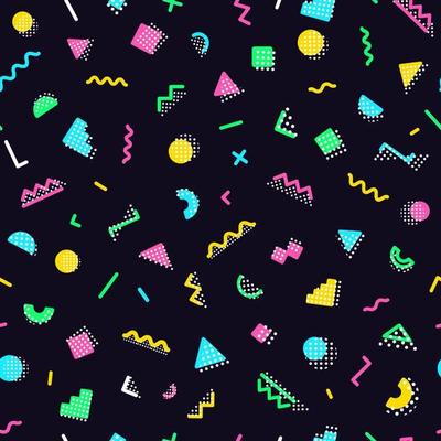 Memphis seamless pattern consisting geometry shape