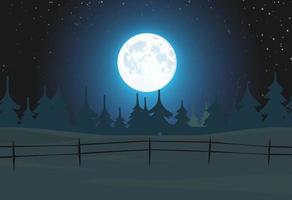 A glowing moon in a night vector illustration for 2d animation
