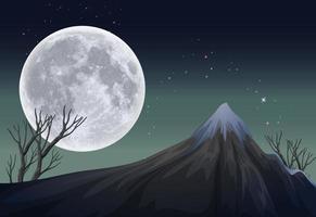 una hermosa luna brilla detrás de las colinas hermosa escena para animación 2d.