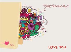 Valentines day doodles, Grafiti background,greeting card vector