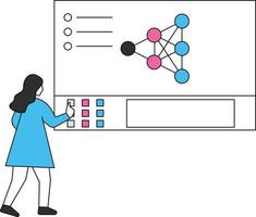 The girl is working on chemical formulas. vector