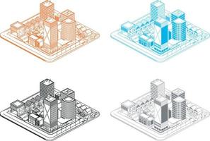 isometric illustration of building vector