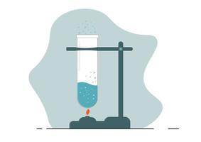 Graduated test tubes, beakers and bottles filled with different colored liquid illustrations. Equipment for collecting chemistry tests. vector