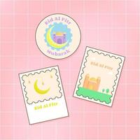 Flat Eid Al Fitr label collection vector