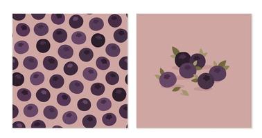 Blueberry card and pattern vector