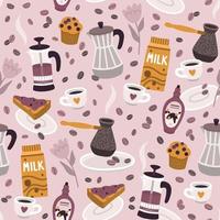 Coffee accessories pattern vector