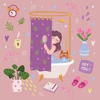 Bath washing morning routine vector