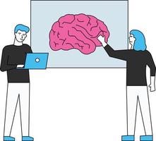 The girl and boy working on mental intelligence. vector