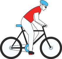 The athlete is riding a bicycle. vector