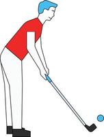 The boy is playing golf. vector