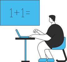 el niño está tomando una conferencia de matemáticas. vector