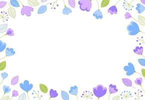 Vector banner with floral decor, abstract background. Composition of flowers and plants. Beautiful template for design. Frame of flowers and leaves