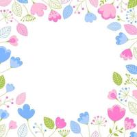 Vector banner with floral decor, abstract background. Composition of flowers and plants. Beautiful template for design. Frame of flowers and leaves