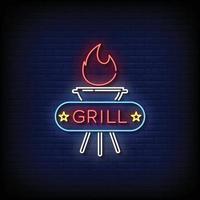 Grill Neon Signs Style Text Vector