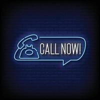 Call Now Neon Signs Style Text Vector