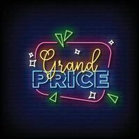 Grand Price Neon Signs Style Text Vector