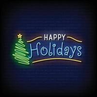 Happy Holidays Neon Signs Style Text Vector