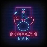 hookah bar letreros de neón estilo texto vector