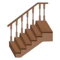 escalera de madera al porche - una escalera para entrar a la casa con barandillas decorativas de madera vector