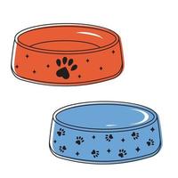 A bowl for dry food for dogs and cats. Vector illustration in a flat style, isolated on a white background.