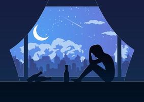 Silhouette design of lonely depressed man vector