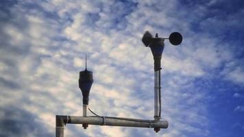 Cup anemometer with wind vane for measure the wind speed at meteorology station video