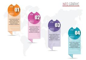 El vector de diseño infográfico y los iconos de marketing se pueden utilizar para el diseño del flujo de trabajo, el diagrama, el informe anual y el diseño web. concepto de negocio con 4 opciones, pasos o procesos.