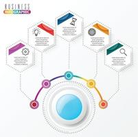 Vector infographic template with 3D paper label, integrated circles. Business concept with options. For content, diagram, flowchart, steps, parts, timeline infographics, workflow layout, chart