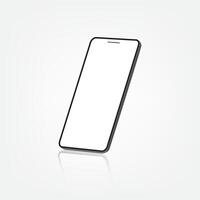 Smartphone frameless blank screen perspective view standing isolated on white background vector